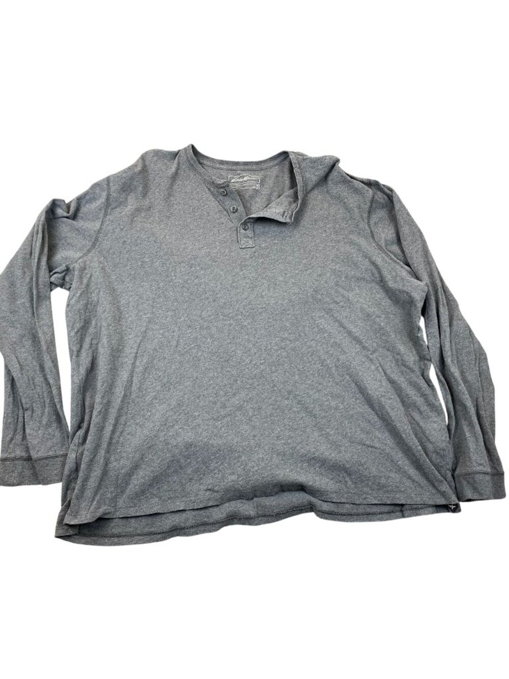 Eddie Bauer Mens Henley Shirt 2XL Gray Legendwash 100% Cotton Long Sleeve Casual